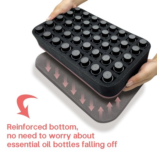 LANDFOBO Essential oils Organizer Holder Foam Pad with Slots, Holds 40 bottles of 10ml、15ml Bottles, Removable Dividers，Black