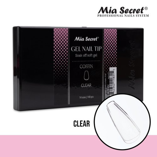 Mia Secret Soak off CLEAR Soft Gel Nail Tip MADE IN USA for Salon and DIY (Clear 140 Tips, Coffin)