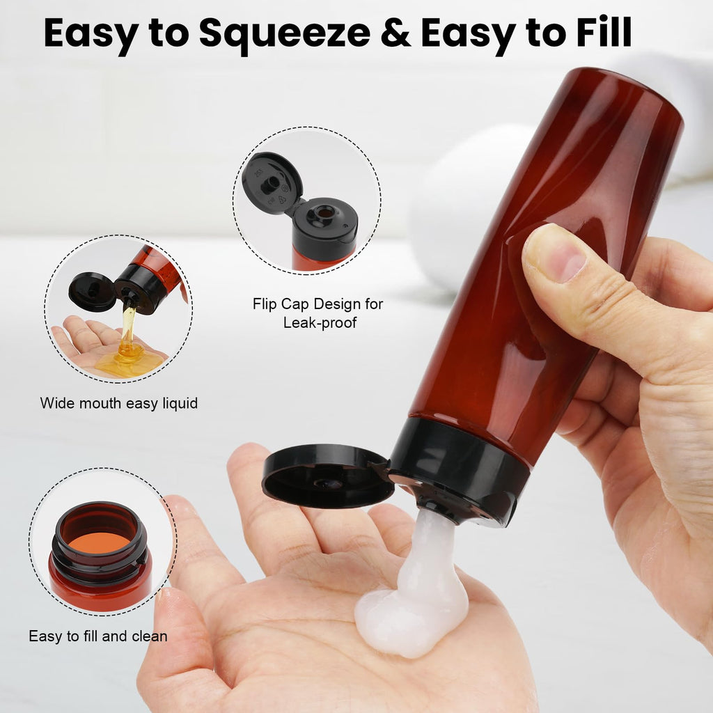 Wowang 9 PCS 3.4oz Travel Bottles for Toiletries TSA Approved Travel Size Containers Leak Proof Plastic Squeeze Bottle Small Cream Jars & Refillable Spray Bottle for Shampoo Conditioner Toner(Brown)