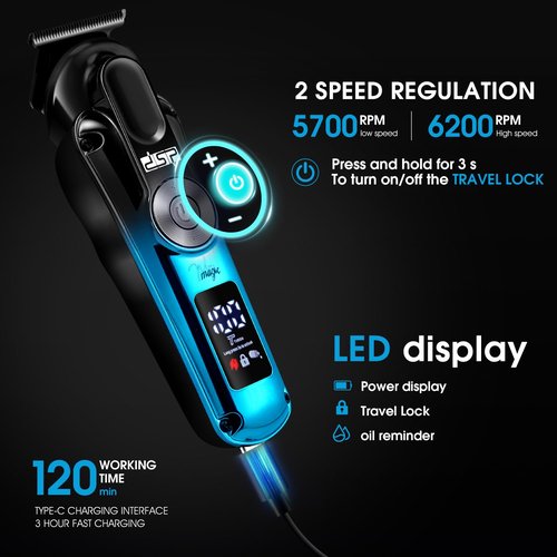 DSP Men's Grooming Kit, Beard Trimmer for Men, Nose Trimmer, Body Trimmer, Foil Shaver, T-Blade, Mustache, Cordless Hair Trimmer, IPX6 Waterproof,2 Speeds Adjustable, Gift for Men (Blue)