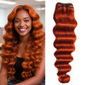 Loose Deep Wave Bundle Human Hair 16 Inch 350 Ginger Orange Color 10A Brazilian Human Hair Bundle Quick Weave Hair Extensions for Women