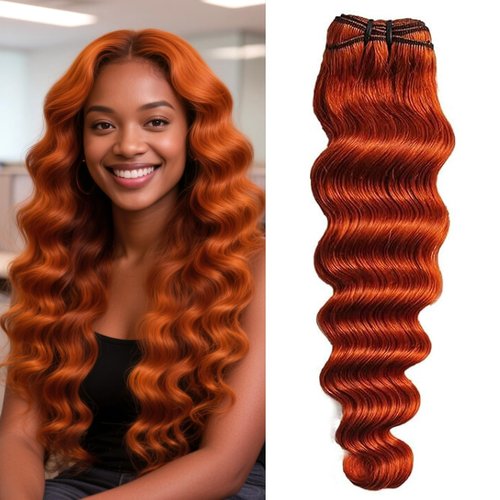 Loose Deep Wave Bundle Human Hair 16 Inch 350 Ginger Orange Color 10A Brazilian Human Hair Bundle Quick Weave Hair Extensions for Women