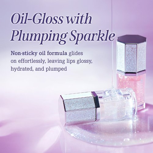 DEAR DAHLIA Paradise Sparkle Lip Glaze (Love Stone) - High-Shine Vegan Lip Gloss for Lightweight with Glitter & Shimmer Finish, Cooling Lip Plumper, Non-Sricky Oil & Hydrating Finish. 0.19 fl oz.