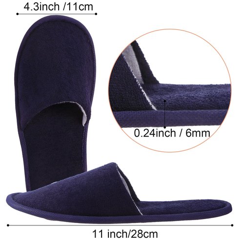 Geyoga 12 Pair Disposable Slippers for Guests Non Slip Disposable House Slippers Washable Reusable for Spa Travel Hotel Indoor Shoeless Home Bride Bathroom(Black, Brown, Navy Blue, Dark Gray,L)