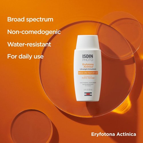 ISDIN Eryfotona Actinica SPF 50+ | Mineral Sunscreen for Face | Zinc Oxide, No White Cast, Sensitive Skin