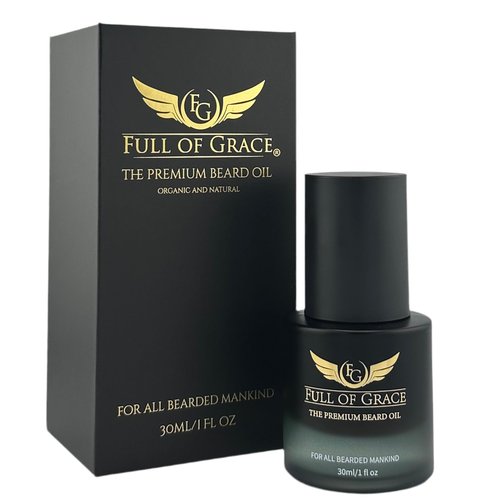 FULL OF GRACE Premium Beard Oil, Organic And Natural, With 22 Ingredients Including Argan, Jojoba, Abyssinian To Condition, Hydrate Beard And Moisturize Facial Skin | Fragrance: Oud | 30ml/1 fl oz