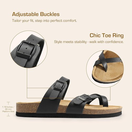DREAM PAIRS Women's Thong Slide Sandals - Comfortable Cork Footbed | Open Toe Summer Slippers