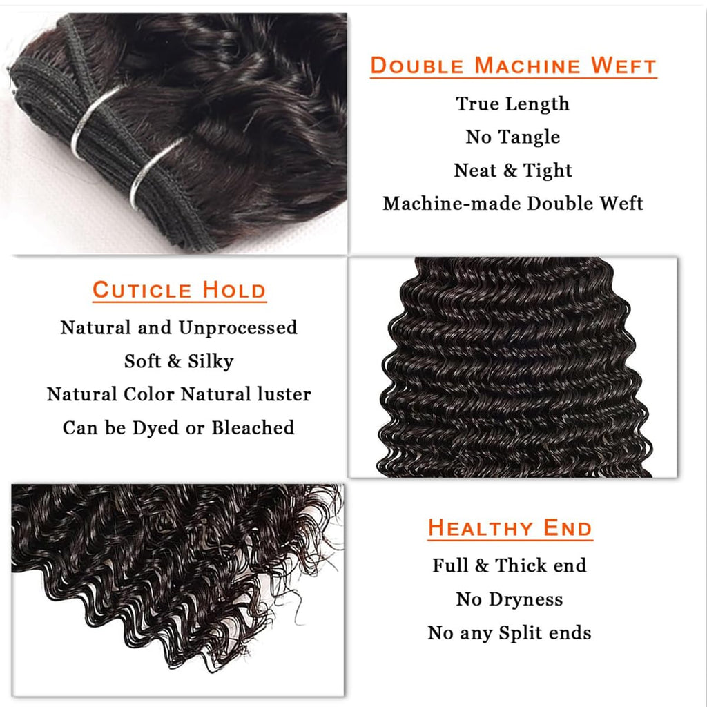 Weydlor 22 Inch Deep Wave Human Hair Bundles 12A Brazilian Deep Curly 1 Bundles for Black Women 100% Unprocessed Wet and Wavy Bundle Human Hair Natural Black