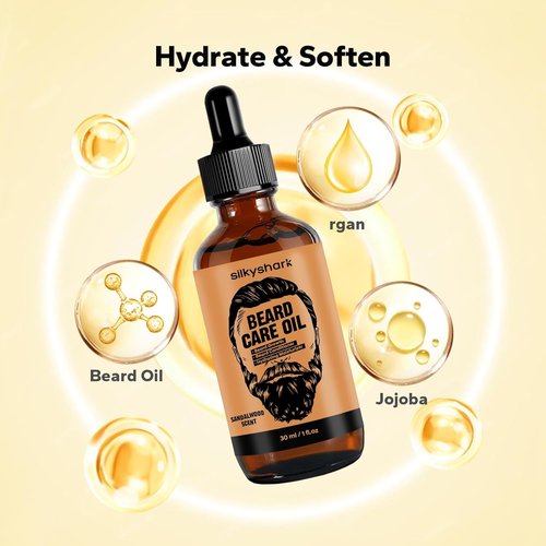 SilkyShark Beard Oil - Hydrating Growth & Conditioning Oil for Men | 3 Pack, 90ml, Sandalwood, Cedarwood, Sweet Orange Scents