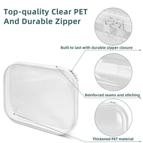 Clear Hard Shell Zipper Cases(3 Packs), Plastic Hard Sided Zippers Pouches Clear Hardshell Pencil Case For Storage, Diaper Bag Organizer Bliss Bins 2*Small/1*Medium