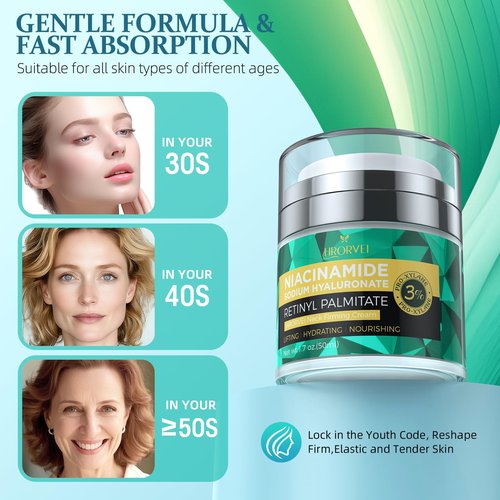 Hrorvei Neck Firming Cream Retinol Collagen Hyaluronic Acid Anti Aging Wrinkle Cream For Women Mens Face Neck Chest Jawline Tighten and Lift1.7 fl.oz