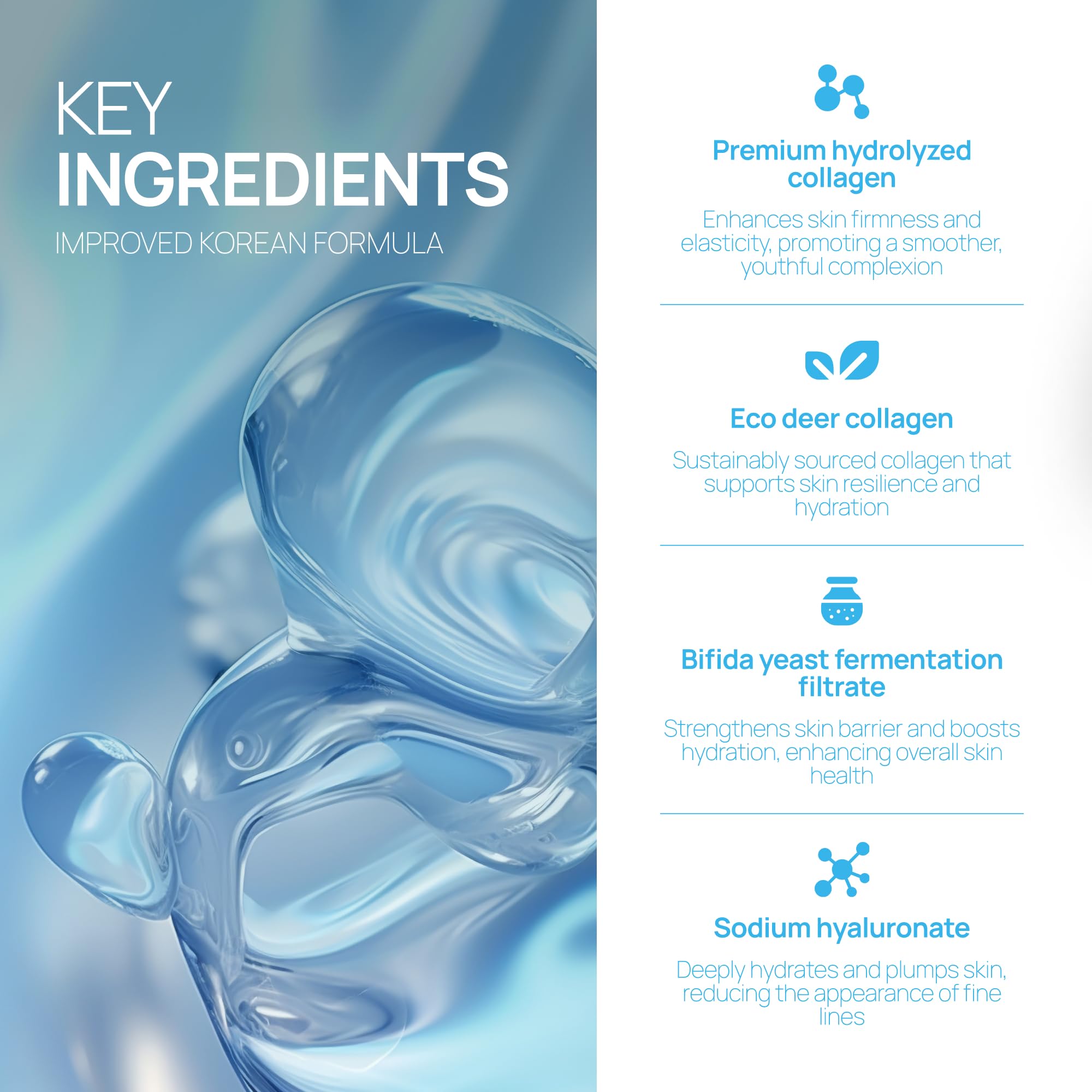 Welaroise Bio Protein Collagen Hydrogel Deep Face Mask +35% More Collagen, Intense Hydration & Moisturization, Firming, Anti-Aging, Skin Renewal, Korean Skincare (Pack of 5)