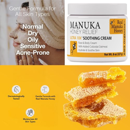 Super Natural Goods Manuka Honey Cream - Hydrating Lotion for All Skin Types | 8oz Moisturizing Body Cream with Real Manuka Honey, Aloe Vera, and Cocoa Butter