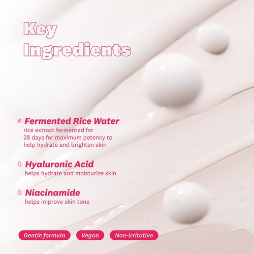 The Face Shop Rice Water Bright Vegan Serum - Targets Uneven Skin Tone & Dryness, Brightening, Nourishing, Hydrating - Rice Water, Hyaluronic Acid, Niacinamide - Korean Skin Care
