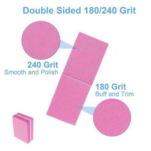 180/240 Grit Nail Buffers (100 Pack), mini Buffer Block Nail File for Acrylic Nails and Natural Nails, Professional Nail Buffer Block Bulk Buffing Blocks for Nail Buff Manicure File Blocks Set Pink