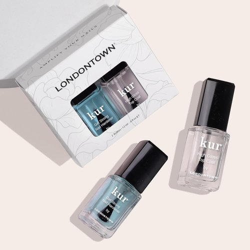 LONDONTOWN Strength & Shine Duo - Strong Nail Hardener & High Gloss Top Coat Set | 0.40 fl oz