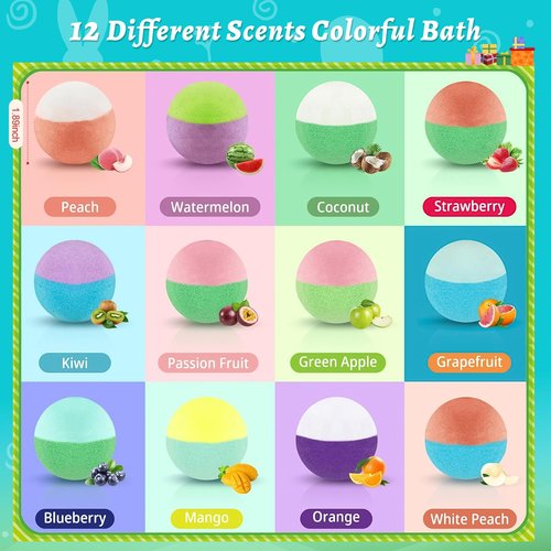 Bath Bombs for Kids with Surprise Inside, 24 Pack Kid Bath Bombs Gift Set, Easter Basket Stuffers Easter Gifts for Kids Bubble Fizzy for Girls Boys with Toys Inside