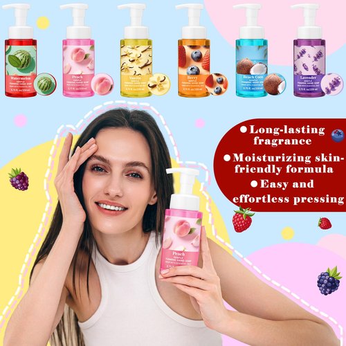 Swiffen 6 Pack Foaming Hand Soap with Pump Care Moisturizing Liquid Fruity Scented Foam Hand Wash Employee Appreciation Gift Bulk 2026 New Year Gift for Kitchen Bathroom Family Teacher 8.75 Fl. oz