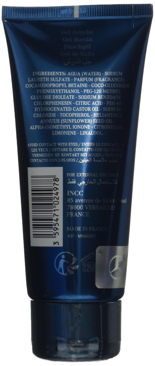 Mercedes Benz Man Bright - Shower Gel Body Wash - Mens Body Wash - Bergamot, Lavender Fragrances - Travel Size Moisturizing Body Soap Liquid - 3.3 oz