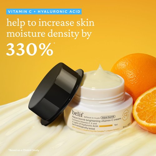 belif Aqua Bomb Vitamin C Face Cream Moisturizer, Infused with Hyaluronic Acid, Vitamin C & Vitamin E, Intense Hydration, For All Skin Types, Korean Skin Care