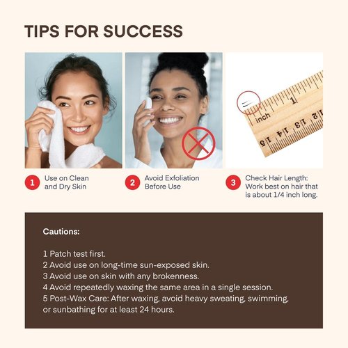 Facial Wax Strips for Hair Removal: Women Face Upper Lip Eyebrow Chin Waxing Hair Remover Kit - Natural & Vegan Ready to Use At Home & Travel - Sensitive Skin Friendly, 40 Ct with 6 Wipes