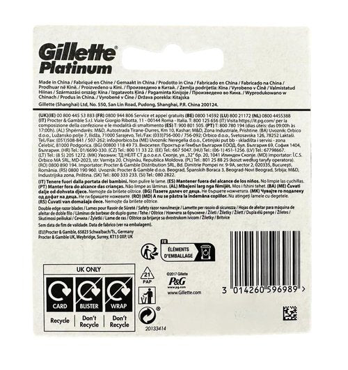 Gillette Double Edge Platinum Safety Razor Blades for Men, Pack of 50 Stainless Steel Refill Blades