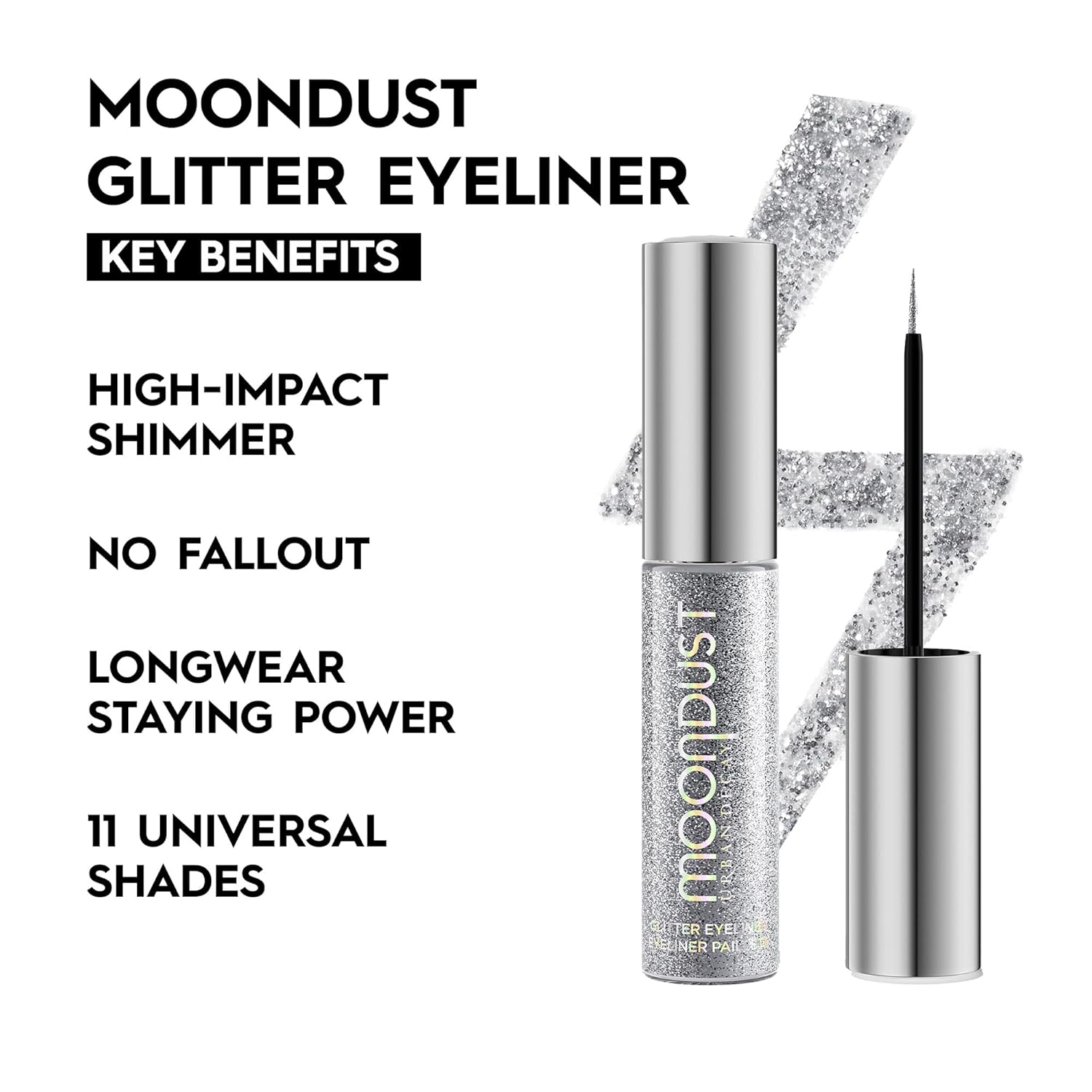 Urban Decay Moondust Liquid Glitter Eyeliner - Longwear Sparkle Liner & Eyeshadow Topper | Quick-Drying, Vegan Formula