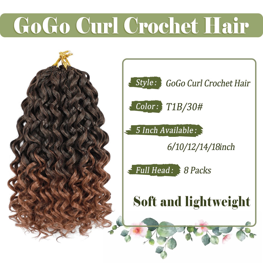 Vomella GoGo Curl Crochet Hair 8 Packs 14 Inch Curly Crochet Hair for Black Women Short Water Wave Beach Curl Synthetic Deep Twist Crochet Hair Extensions(T30#)