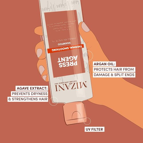 MIZANI Press Agent Sulfate-Free Shampoo - Thermal Smoothing & Moisturizing - Ideal for Dry, Frizzy Hair with Argan Oil