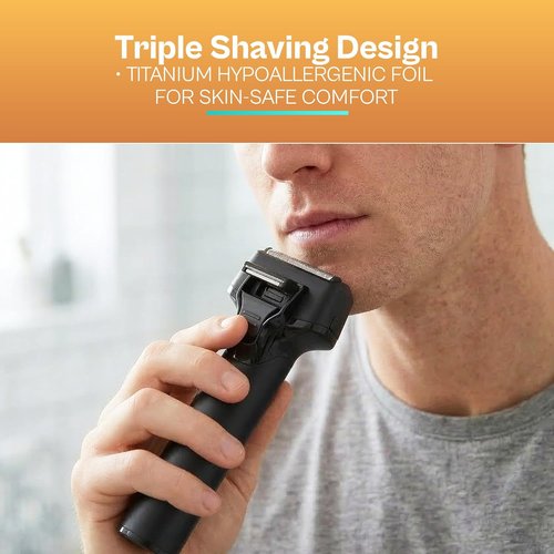 Edge+ PRO Precision Smooth Foil Shaver - Waterproof Titanium Electric Shaver for Men with Pop-Up Trimmer & LED Display
