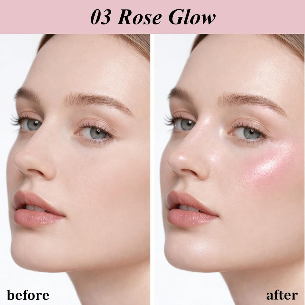 UCANBE Sparkle Bomb Highlighter - Weightless Buildable Illuminator Palette for Face & Body | 03 Rose Glow