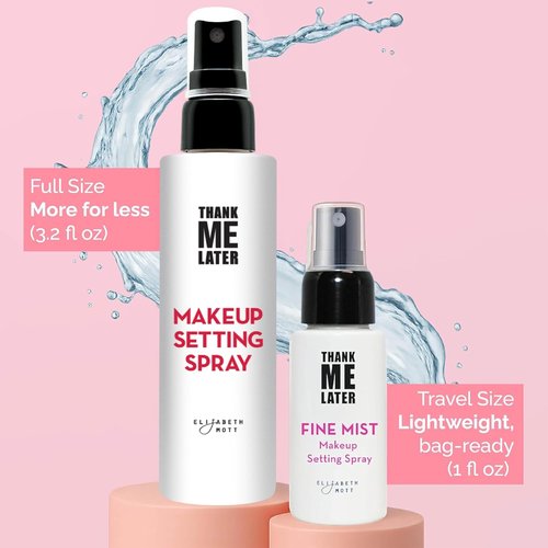 Elizabeth Mott Thank Me Later Dewy Makeup Setting Spray - Hydrating, Long-Lasting Fine Mist with Niacinamide | Travel-Size 30ml
