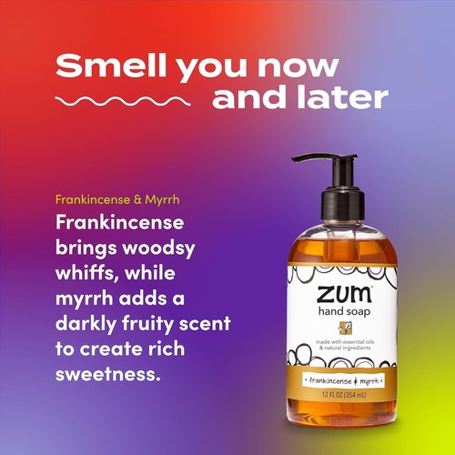 Indigo Wild Zum Hand Soap - Natural Liquid Soap with Frankincense & Myrrh Scent - 12 oz (4 Pack)