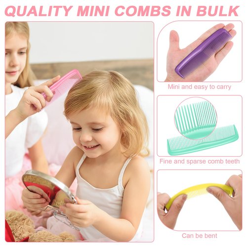 HOFASON 70 Pieces Bulk Mini Wet Hair Brush & Mini Comb Set for Kids Girls Women, Bridesmaid Gift, Spa Party Supplies, Summer Stuff, 35 Travel Small Brushes for Hair 35 Fine Wide Hair Combs for Boy Men