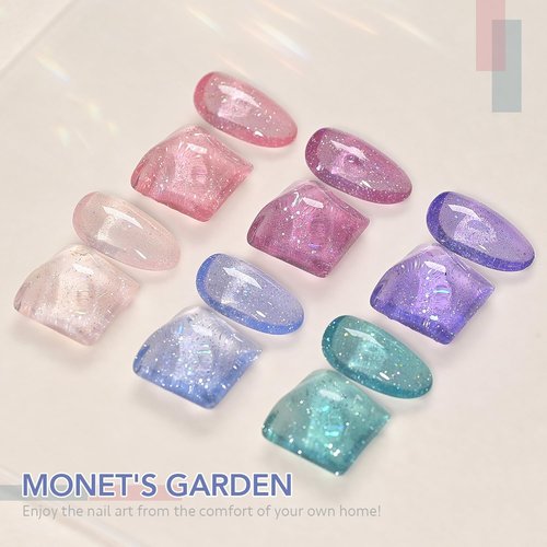 GAOY Glitter Jelly Gel Nail Polish Set of 6 Colors Including Pink Green Blue Purple Reflective Gel Polish Kit for Nail Art DIY Manicure and Pedicure at Home