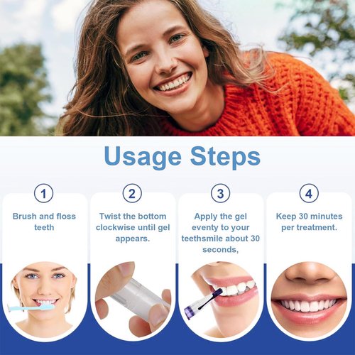 Teeth Whitening Pen (6 Pack) Professionally Stain Removal Teeth Whitening Gel Formula,No Sensitivity, Enamel Safe, Travel-Friendly Teeth Whitening Gel Pen, Gentle Formula
