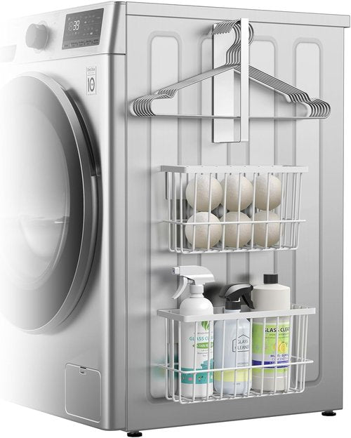 Skiennix Magnetic Dryer Ball Holder - Laundry Room Organization & Storage - White Lint Bin & Organizer