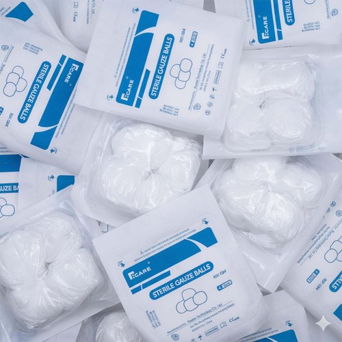 RCARE Sterile Gauze Balls, 100% Cotton, Individually Wrapped, 1 Inch Diameter, for Medical Use, Wound Care & Home Care, Pack of 80