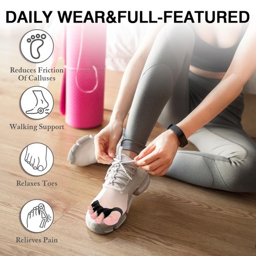 HLOES 2PCS Toe Spacers for Women and Men, Toe Separators for Pedicure, Bunion Corrector, Hammer Toe Straightener, Plantar Fasciitis, Toe Spreaders for Foot Pain Relief and Foot Health.