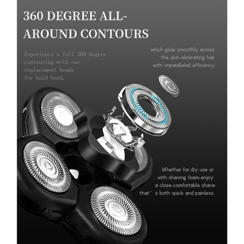 Pinkind Replacement Shaver Heads Compatible with Freebird Shaver, 5 Blades Refills for Bald Men, Electric Razor Replacement Heads for Freedom Grooming with 3 Cleaning Brush