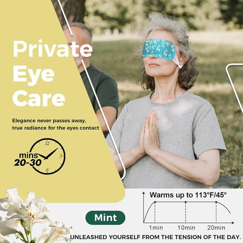 Skiennix 16-Pack Steam Eye Masks - Jasmine Warm Compress for Tired Eyes & Dark Circles | Travel-Ready Relief