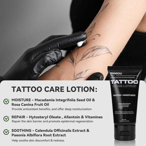 Pamiou Tattoo Aftercare 3 In 1 Set For New Tattoos, Include Tattoo Balm, Tattoo Lotion and Tattoo Soap, Quick Healing, Soothing, Naturally-Derived, Petroleum-Free, Fragrance Free (3 Piece Set)