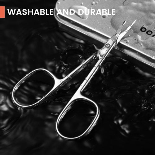 BEZOX Curved Cuticle Scissors - Precision Manicure Scissor Nail Cuticle Trimmer, Professional Stainless Steel Nail Scissors for Cuticle Care, Cuticle Cutter Small Scissors for Women - Silver