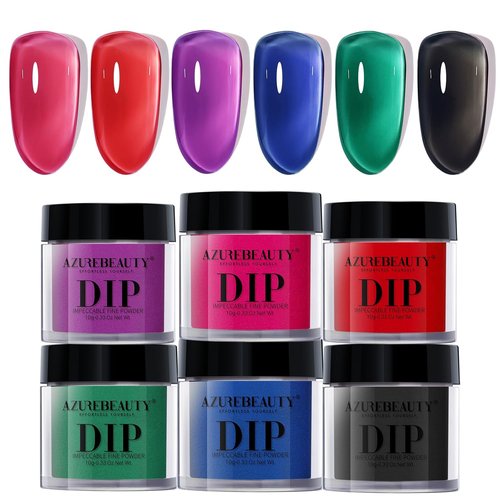 AZUREBEAUTY Dip Powder Nail Kit - 6 Color Jelly Glow for Stunning French Nail Art | DIY Manicure at Home