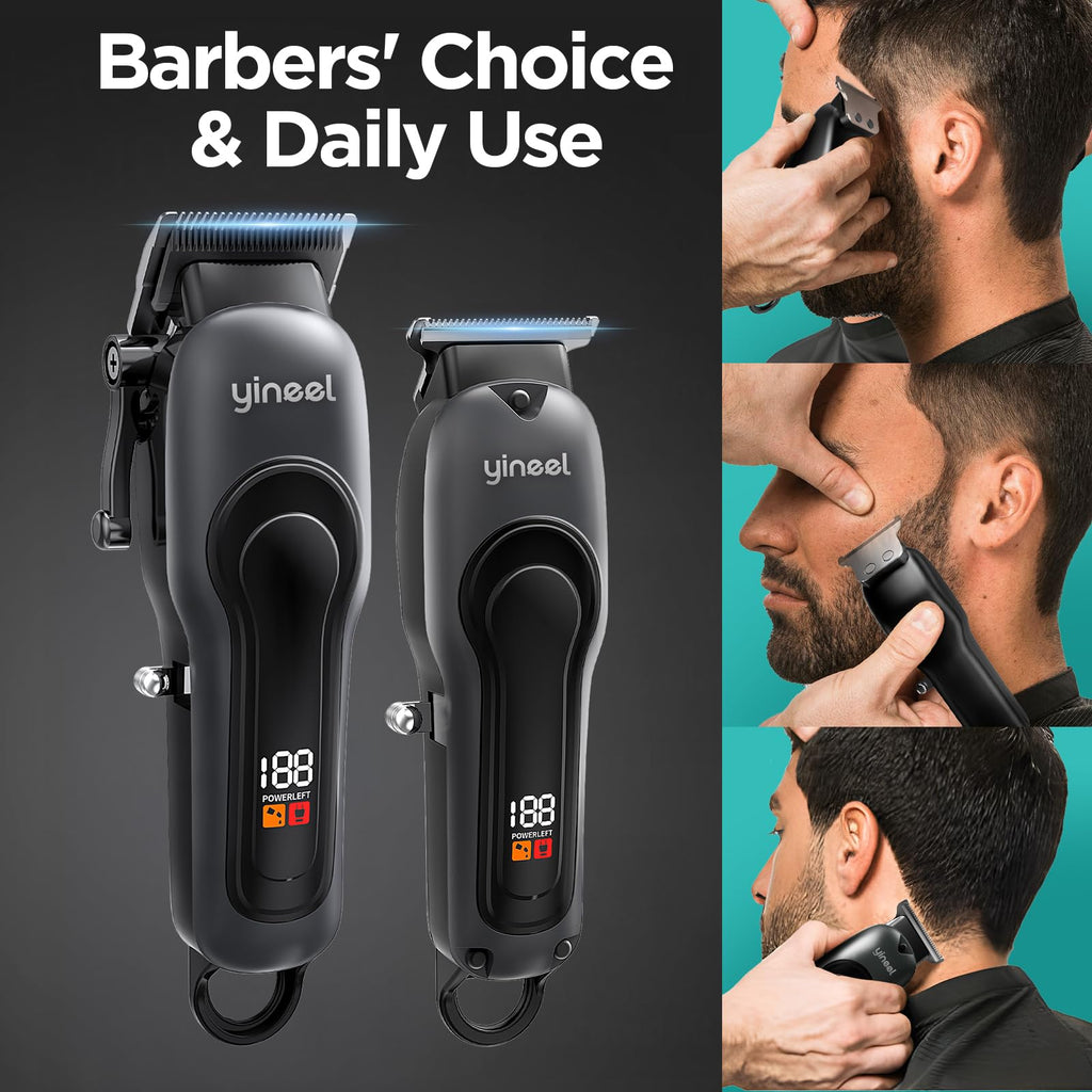 Yineel Hair Clippers for Men, Professional Cordless Clippers & Trimmer Set, Super Quiet, Clippers for Hair Cutting Kit with LED Display, Gift for Men Women Barber Kid