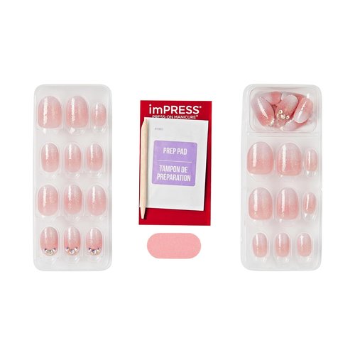 KISS imPRESS No Glue Mani Press-On Nails - 'Even Better' Pink Oval Design | Short Size, 30 Nails Included