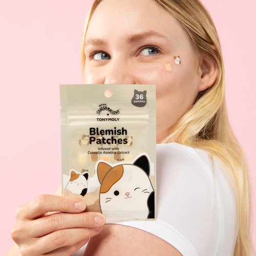 TONYMOLY x Squishmallows Cam the Calico Cat Blemish Patches – Centella Asiatica Hydrocolloid Acne Treatment Stickers for Face – Cute K-Beauty Pimple Patch – 36 Count