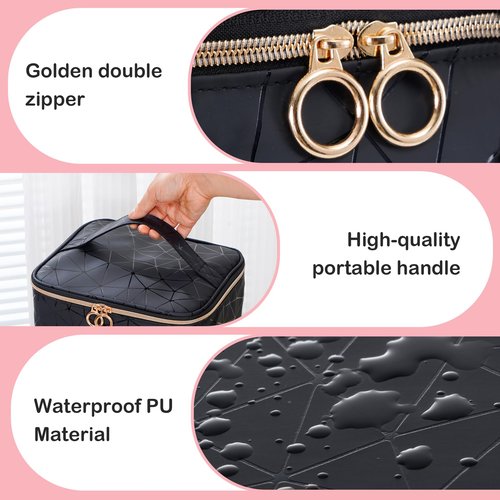 Uross Nail Polish Organizer Bag Holds 30 Bottles Nail Polish & Nail Kit -Nail Polish Storage Organizer Bag Nail Supplies Organizer Case for Nail Tech - Black