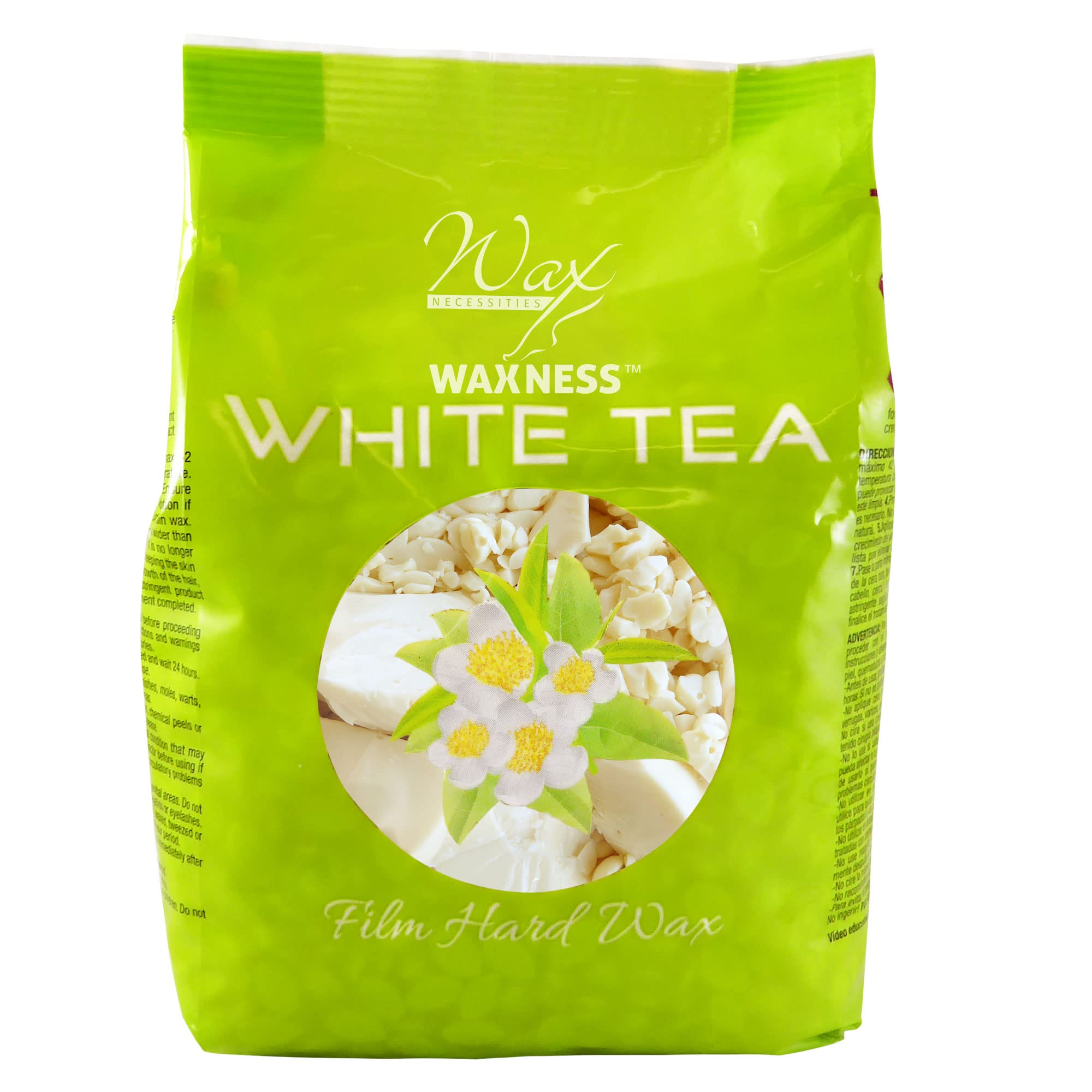 Waxness Film Hard Wax Beads White Tea Cream 1.1 lb (500 g) – Stripless Professional Hard Wax with White Tea Scent for Face & Body, Smooth Application – Made in Italy
