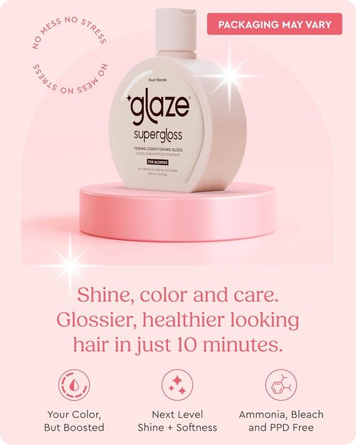 Glaze Supergloss Color Conditioning Gloss - Hydrating Semi-Permanent Toning for Light Blonde Hair - 6.4 Fl Oz - Purple Pearl